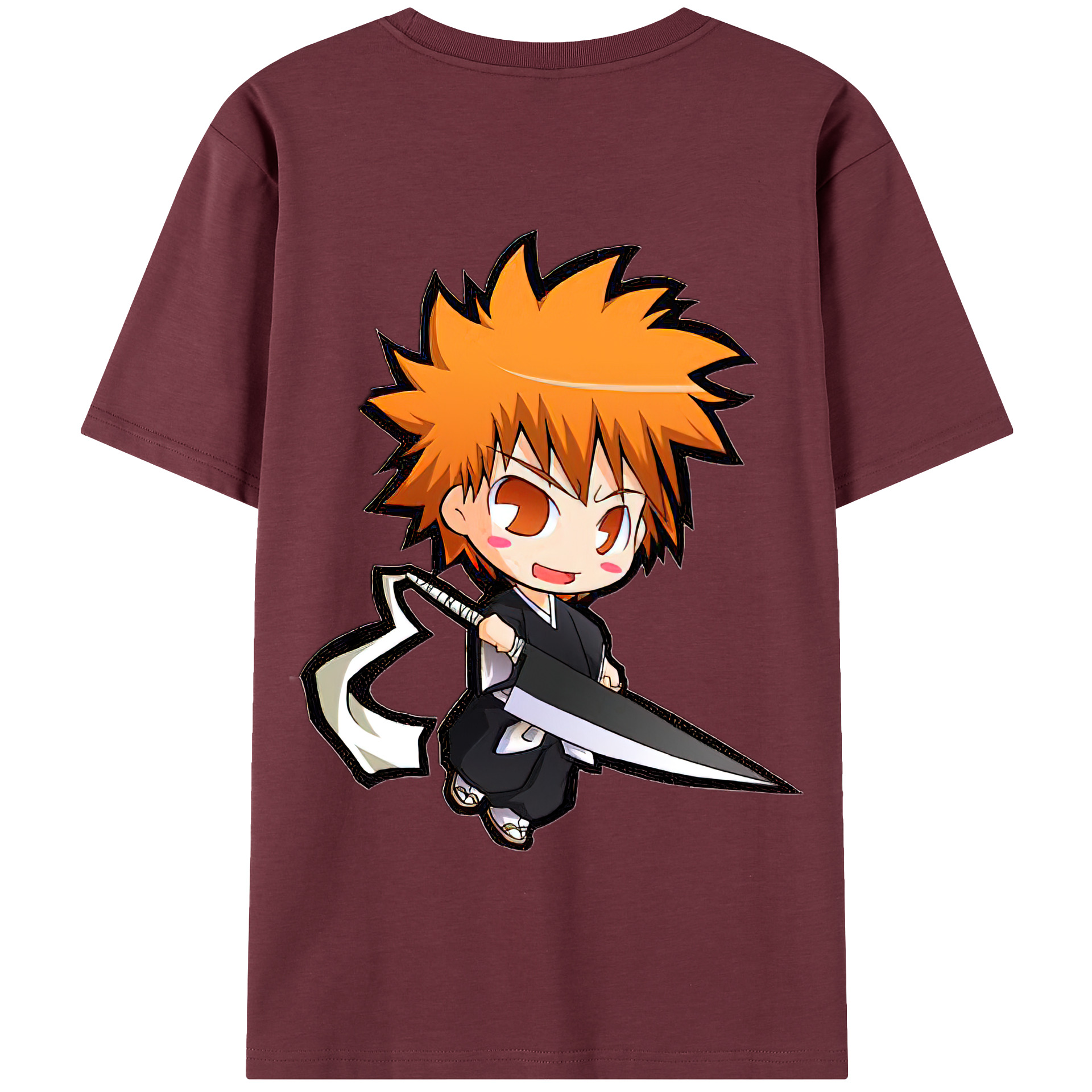 （画像用） ブリーチ 黒崎一護（くろさき いちご）BLEACH Kurosaki Ichigo 綿100％半袖Tシャツ（背面プリント）